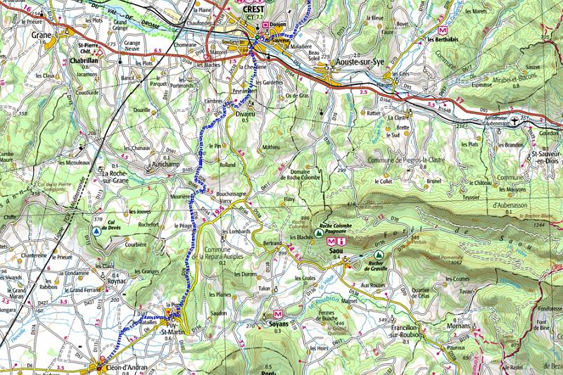 07-10 Karte.jpg - Unsere zehnte und letzte Etappe mit "nur" 19 km: Von Crest nach Cléon-d'Andran